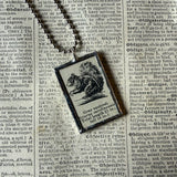 Squirrel, vintage 1930s dictionary illustration, up-cycled to hand-soldered glass pendant