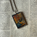 Winter and Autumn scenes, Japanese woodblock prints, up-cycled to hand-soldered glass pendant