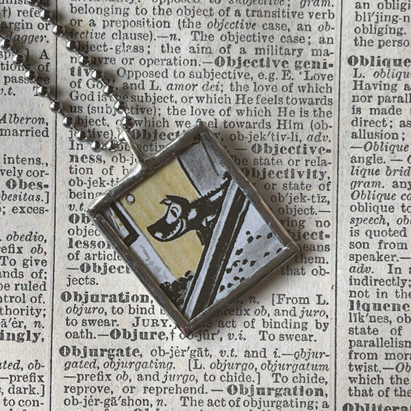 Harry the Dirty Dog, vintage illustrations, up-cycled to soldered glass pendant