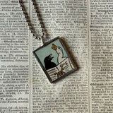 Swans, crow, goose - vintage 1930s children's book illustrations upcycled to soldered glass pendant