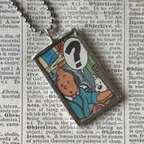 Tintin and Captain Haddock, original vintage 1960s book illustrations, upcycled to soldered glass pendant