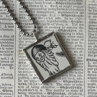 Millions of Cats, vintage children's book illustration up-cycled to soldered glass pendant