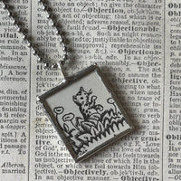 Millions of Cats, vintage children's book illustration up-cycled to soldered glass pendant