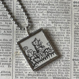 Millions of Cats, vintage children's book illustration up-cycled to soldered glass pendant