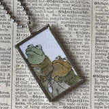 Frog and Toad, vintage children's book illustrations, up-cycled to soldered glass pendant