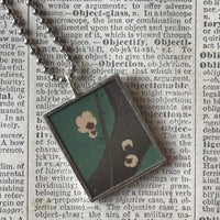 Cherry blossoms, Japanese woodblock prints, up-cycled to hand-soldered glass pendant