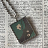 Cherry blossoms, Japanese woodblock prints, up-cycled to hand-soldered glass pendant