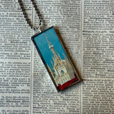 Milan, Milano Italy vintage travel poster images, upcycled hand soldered glass pendant
