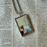 Edward Hopper, Nighthawks, upcycled to hand soldered glass pendant