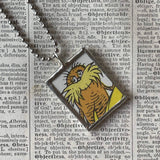 The Lorax, original illustrations from vintage book, up-cycled to soldered glass pendant