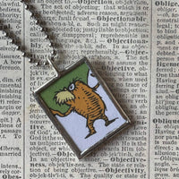 The Lorax, original illustrations from vintage book, up-cycled to soldered glass pendant