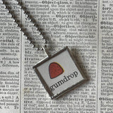 Jelly Bean, Gumdrop, vintage Richard Scarry children's book illustration up-cycled to soldered glass pendant
