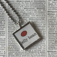 Jelly Bean, Gumdrop, vintage Richard Scarry children's book illustration up-cycled to soldered glass pendant