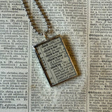 Chickadee vintage 1930s dictionary illustration, hand-soldered glass pendant