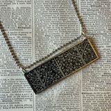 Birds, vintage children's book illustration upcycled to soldered glass pendant