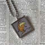 The Lorax, original illustrations from vintage book, up-cycled to soldered glass pendant