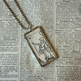 Fairy, flowers, vintage children's book illustration up-cycled to soldered glass pendant