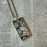 Fairy, flowers, vintage children's book illustration up-cycled to soldered glass pendant