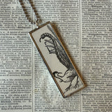 Crane, pheasant birds - vintage 1930s children's book illustrations upcycled to soldered glass pendant
