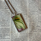 Georgia O'Keeffe, modern art, abstract painting, upcycled to hand-soldered glass pendant