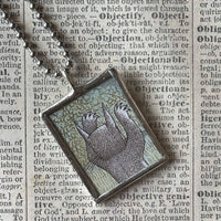Wild Things, Max, Sendak, vintage children's book illustrations, up-cycled to soldered glass pendant