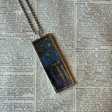 Vincent Van Gogh Starry Night, Iris, upcycled to hand soldered glass pendant