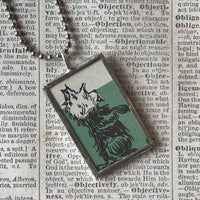 Toto, Dorothy, Wizard of Oz, vintage children's book illustrations, up-cycled to soldered glass pendany