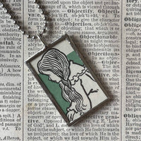 Toto, Dorothy, Wizard of Oz, vintage children's book illustrations, up-cycled to soldered glass pendany