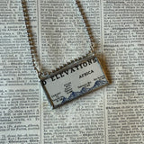 South America, Africa, vintage topographic maps, upcycled from 1930s atlas, up-cycled to hand-soldered glass pendant