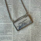 South America, Africa, vintage topographic maps, upcycled from 1930s atlas, up-cycled to hand-soldered glass pendant