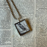 Owls, vintage illustrations, up-cycled to soldered glass pendant