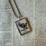 Dodo bird vintage 1930s dictionary illustration, hand-soldered glass pendant