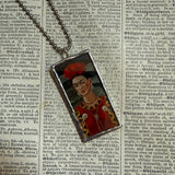 Frida Khalo, self-portraits, upcycled to hand soldered glass pendant
