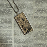 Fairies, vintage children's book illustration up-cycled to soldered glass pendant