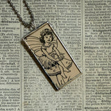 Fairies, vintage children's book illustration up-cycled to soldered glass pendant