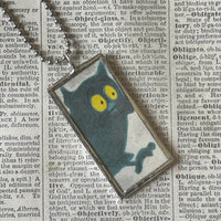 Sam and the Firefly, original illustrations from 1970s vintage book, up-cycled to soldered glass pendant