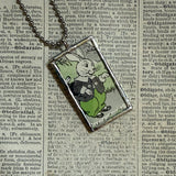 Little Rabbits, vintage children's book illustrations, up-cycled to soldered glass pendant