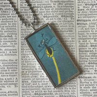 Sam and the Firefly, original illustrations from 1970s vintage book, up-cycled to soldered glass pendant