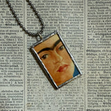 Frida Khalo, self-portraits, upcycled to hand soldered glass pendant