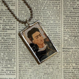 Frida Khalo, self-portraits, upcycled to hand soldered glass pendant