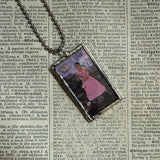 Frida Khalo, self-portraits, upcycled to hand soldered glass pendant