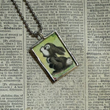 Bambi, Thumper, original illustrations from vintage book, up-cycled to soldered glass pendant