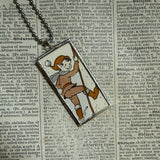 Fairies / Elves, vintage children's book illustration up-cycled to soldered glass pendant