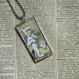 Wild Things, Max, Sendak, vintage children's book illustrations, up-cycled to soldered glass pendant