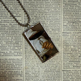 Caravaggio - Bacchus, upcycled to hand soldered glass pendant