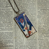 Faith Ringgold paintings, upcycled to hand soldered glass pendant