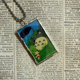 Totoro, Grave of the Fireflies, Miyazaki animation stills / movie poster up-cycled to soldered glass pendant (Copy)