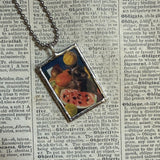Frida Khalo, self-portraits, upcycled to hand soldered glass pendant