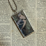 Scarlet Tanager, Blue Jay,  vintage 1940s vintage field guide illustrations, up-cycled to soldered glass pendant