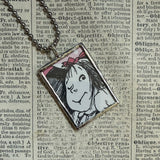 Eloise, vintage illustrations, up-cycled to soldered glass pendant